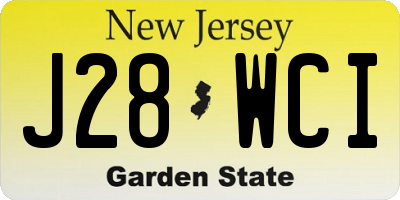 NJ license plate J28WCI