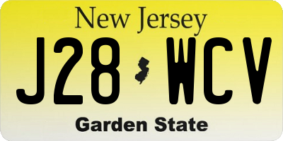 NJ license plate J28WCV