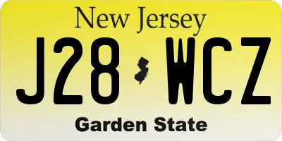 NJ license plate J28WCZ