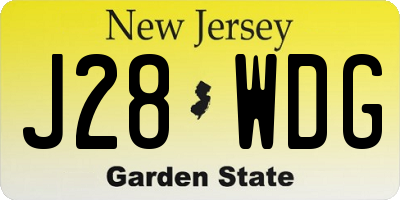 NJ license plate J28WDG
