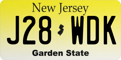 NJ license plate J28WDK