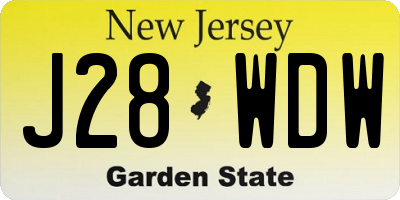 NJ license plate J28WDW