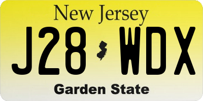 NJ license plate J28WDX