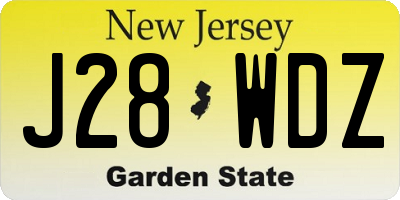 NJ license plate J28WDZ