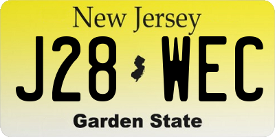 NJ license plate J28WEC