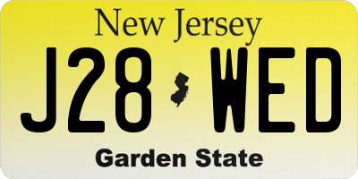 NJ license plate J28WED