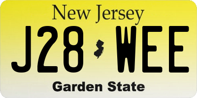 NJ license plate J28WEE