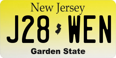 NJ license plate J28WEN