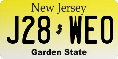 NJ license plate J28WEO