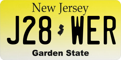 NJ license plate J28WER
