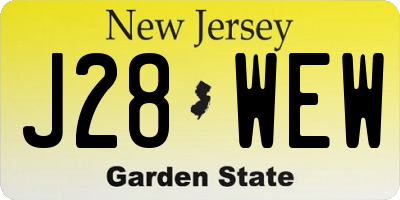 NJ license plate J28WEW