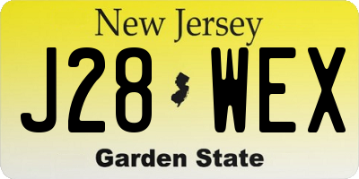 NJ license plate J28WEX