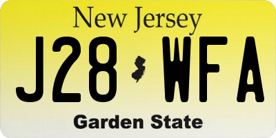 NJ license plate J28WFA