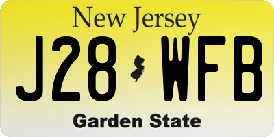NJ license plate J28WFB