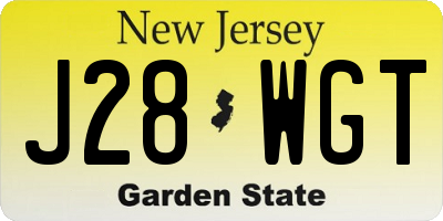 NJ license plate J28WGT