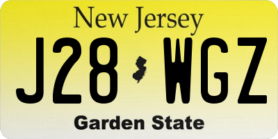 NJ license plate J28WGZ