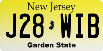 NJ license plate J28WIB