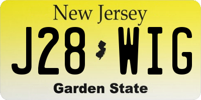 NJ license plate J28WIG