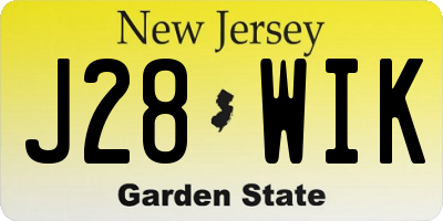 NJ license plate J28WIK