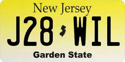 NJ license plate J28WIL