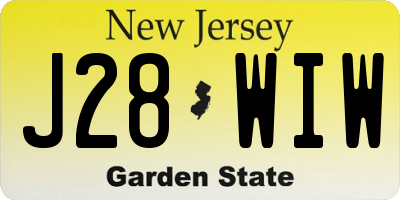 NJ license plate J28WIW