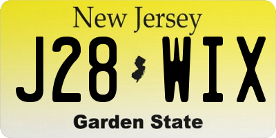 NJ license plate J28WIX