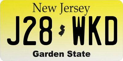 NJ license plate J28WKD