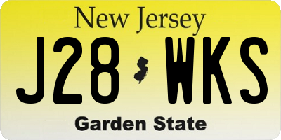 NJ license plate J28WKS