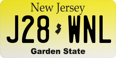 NJ license plate J28WNL