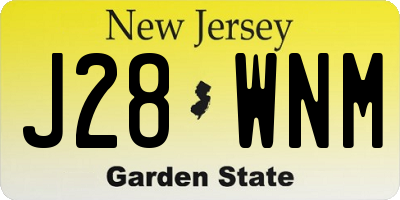 NJ license plate J28WNM