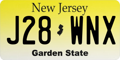 NJ license plate J28WNX