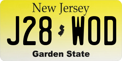 NJ license plate J28WOD