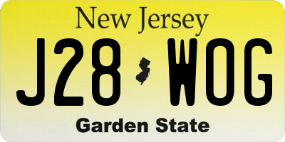 NJ license plate J28WOG