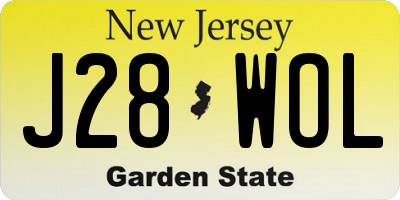 NJ license plate J28WOL
