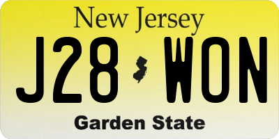 NJ license plate J28WON