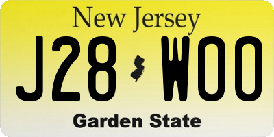 NJ license plate J28WOO