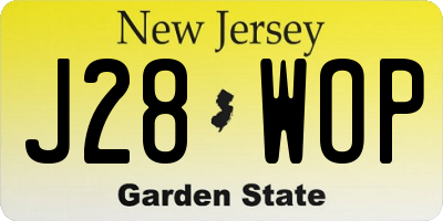NJ license plate J28WOP