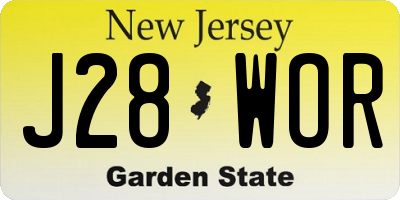 NJ license plate J28WOR