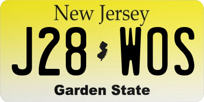 NJ license plate J28WOS