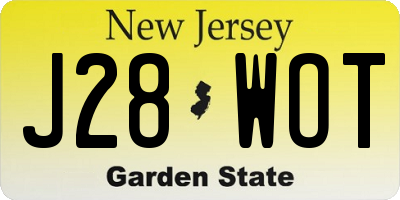 NJ license plate J28WOT