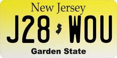 NJ license plate J28WOU
