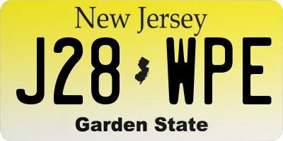 NJ license plate J28WPE