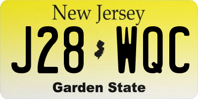 NJ license plate J28WQC