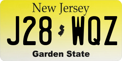 NJ license plate J28WQZ