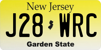 NJ license plate J28WRC