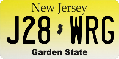 NJ license plate J28WRG