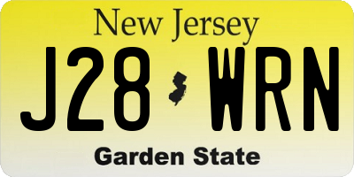 NJ license plate J28WRN