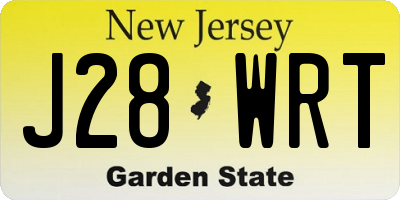 NJ license plate J28WRT