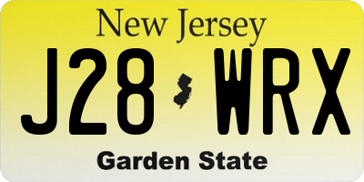 NJ license plate J28WRX