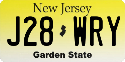 NJ license plate J28WRY
